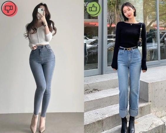 Độ bó của quần skinny jeans chẳng những cảm thấy không thoải mái, mà phong cách còn giảm đi nét thời thượng. 