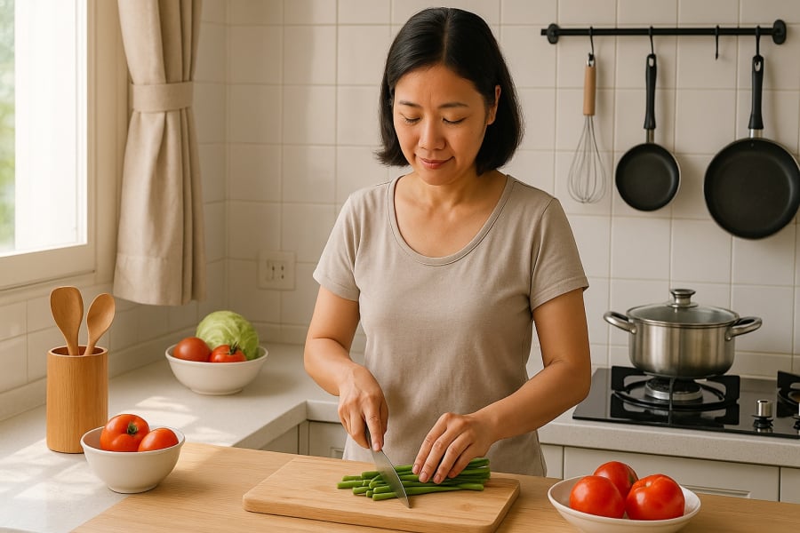 Bí quyết giữ lửa bếp núc mùa hè: chuẩn bị nguyên liệu từ sáng sớm để nấu ăn nhẹ nhàng, tiết kiệm.
