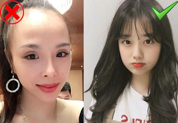 Nếu muốn che bớt phần trán rộng, chị em nên ưu tiên để tóc mái