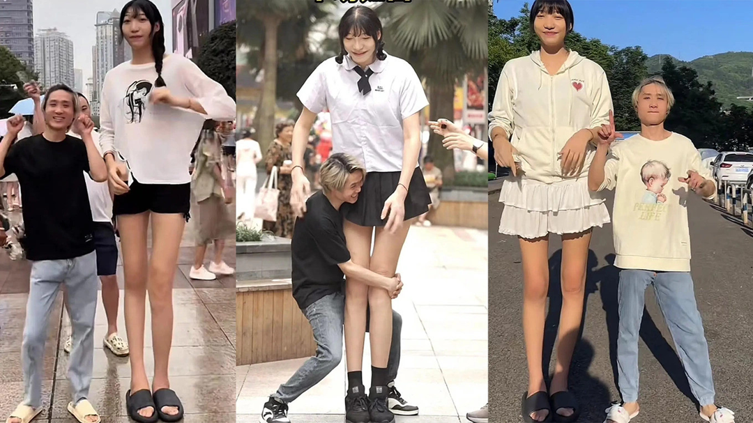 Chàng trai &quot;tí hon&quot; yêu say đắm cô gái &quot;khổng lồ&quot; cao 2m2, biết lý do ai cũng bất ngờ- Ảnh 1.