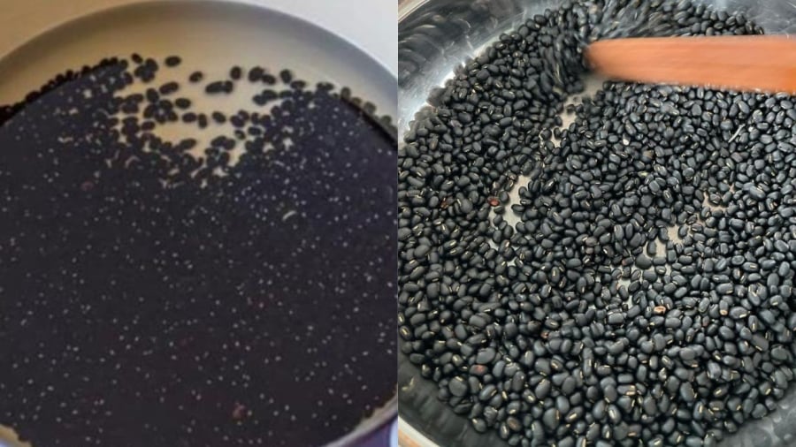 Ngâm và rang đậu đen là hai bước quan trọng tăng giá trị nước đậu, loại bỏ tác hại